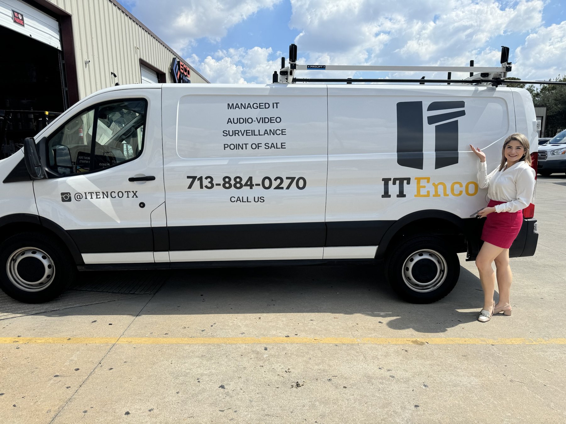 Itenco service van with company branding and phone number